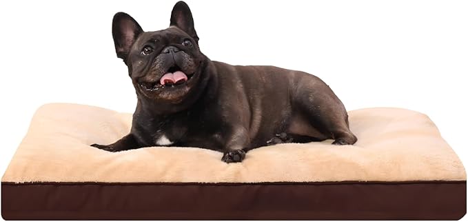 Dog Crate Bed Waterproof Deluxe Plush Dog Beds with Removable Washable Cover Anti-Slip Bottom Pet Sleeping Mattress for Large, Medium, Jumbo, Small Dogs, 23 x 17 inch, Brown