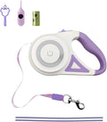 Best Dog Supplies | Pink Retractable Dog Leash with Light, Poop Bag Dispenser, Poop Bag Holder, 2 Elastic Ropes | Set of 4 (Purple)