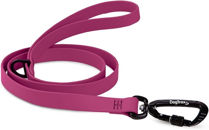DogTraxs - Essential Dog Leash - Biothane Training Lead - for Small-Large Dogs - Waterproof & Odor Resistant - Self Locking Swivel Carabiner Durable - Made in USA - 4 Feet - Magenta