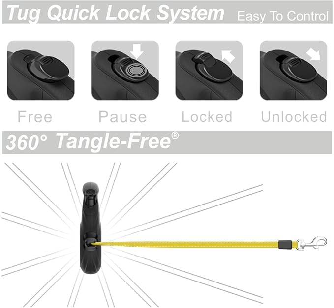 TUG Tiny 360° Tangle-Free Reflective Retractable Dog Leash | Cat Leash | 10 ft Strong Nylon Tape (Tiny)
