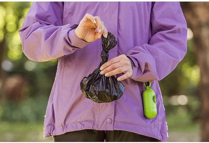 Dog Poop Bag Dispenser With Bags - Durable and Guaranteed Leakproof, Unscented, 1 Holder and 15 Bags, Black
