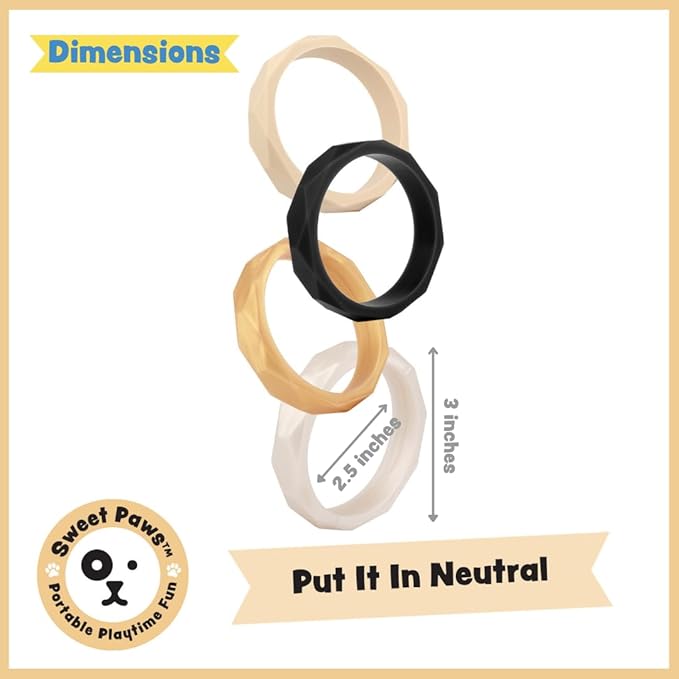 Puppy Teething Rings - 4 Pack, Bracelet Food Grade Silicone Chew Toys for Small Dogs-Medium Dog, Puppy Nipping Solution Toys, Chew Toys for Puppies 0-6 Months - Put It in Neutral