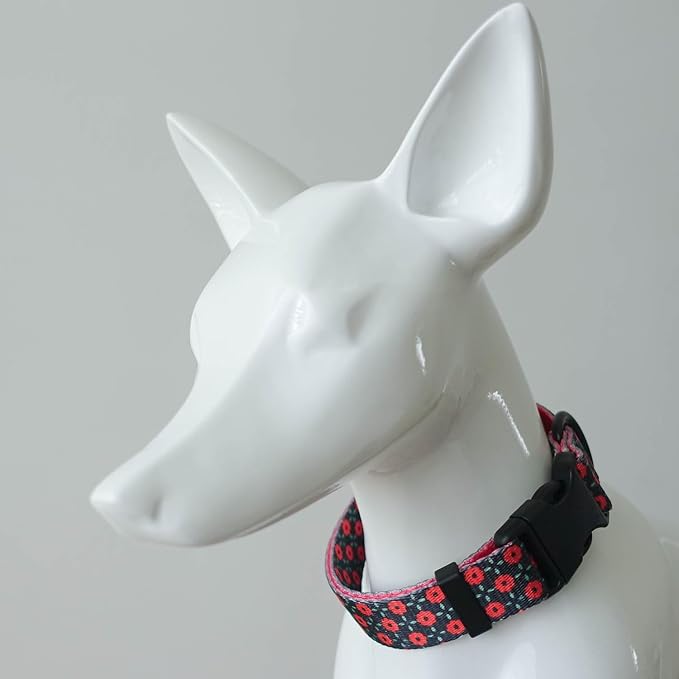Dog Collars for Medium Dogs - Safety Buckle Durable Light-Weight, Boy Dogs Collar for Medium Dog Collar with Cute Patterns Soft Adjustable (Black, M)