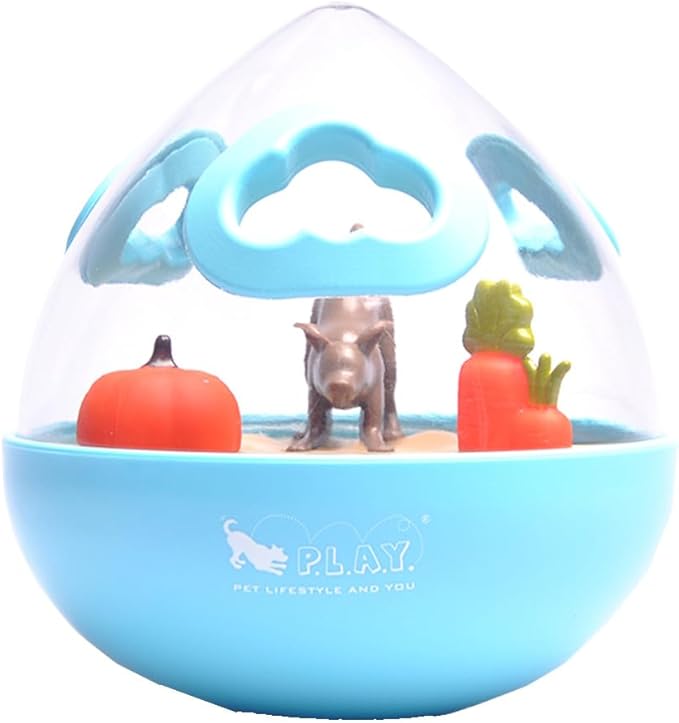 Wobble Ball Interactive Food & Treat Dispensing Puzzle Toy for Puppies & Dogs - Slow Feeder, Mental Enrichment, Forage Skills, Training, Relieves Boredom - Dishwasher Safe, Easy Clean (Sea Foam Blue)