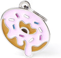 My Family Personalized Pet ID Tag Made in Italy, Donuts, Free Engraved Dog Tag, Hand Enameled Metal, Food Collection