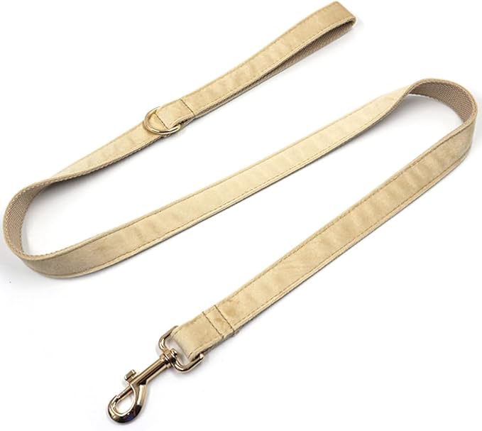 PETDURO Custom Dog Collar Personalized with Name Engraved Quick Release Rose Gold Metal Buckle for Large Medium Small Girl Dogs - Dog Leash and Bow Tie Available - Soft Comfy Velvet (Pale Brown, S)