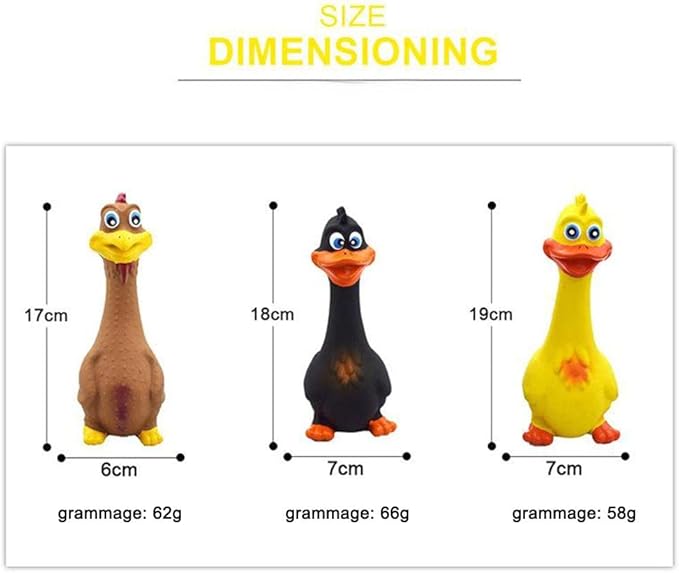 Rubber Chicken Screaming Dog Chew Aggressive Chewer, Tough Dog Chews Toy, Dog Small Medium Large Dogs, Non-, Brown 17x6cm
