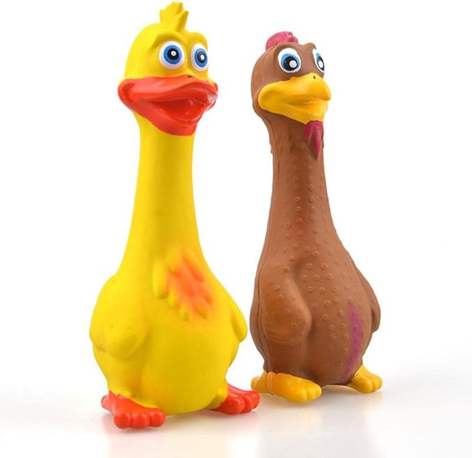 Rubber Chicken Screaming Dog Chew Aggressive Chewer, Tough Dog Chews Toy, Dog Small Medium Large Dogs, Non-, Brown 17x6cm
