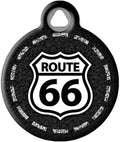 Dog Tag Art Route 66 Personalized Pet ID Tag for Dogs and Cats, Silent Polymer Coated Stainless Steel Nametag with Customized Identification Information - Small .875" Diameter