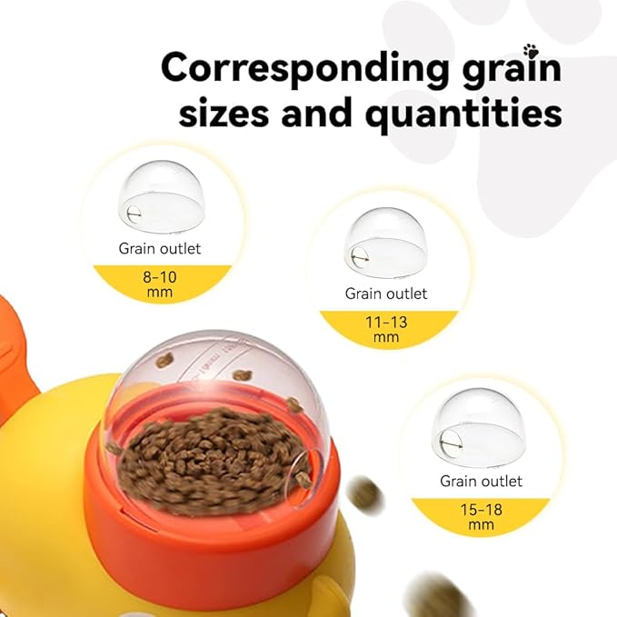 Yellow Duck Cat Treat Dispenser with 3 Lids, Anti-Slip Interactive Slow Puzzle Feeder for Dogs & Cats,2-in-1 Interactive Dog Toys Food Puzzle Slow Feeder for Small Medium Pet (Yellow)
