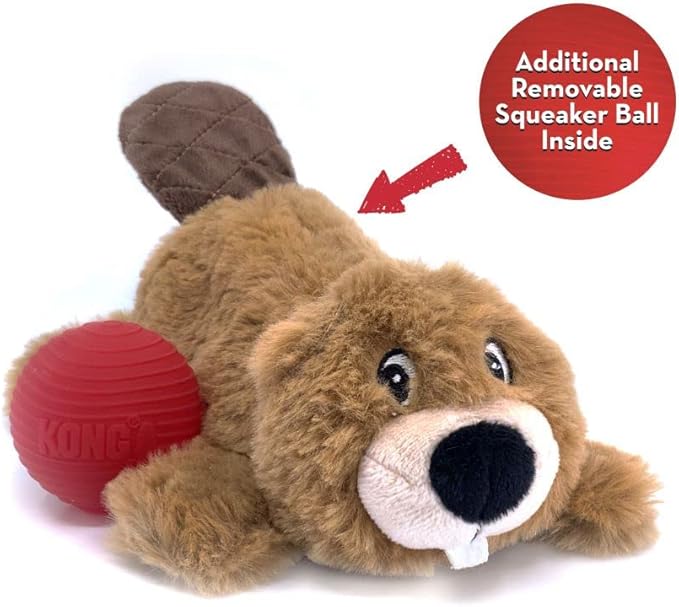 KONG Cozie Pocketz Beaver Puzzle Interactive Dog Toy (Medium)
