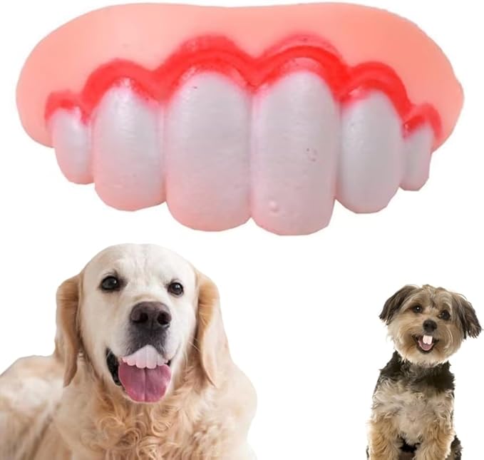 White Neat Teeth Fake Teeth for Dogs,Funny Silicone Braces,Creative Fake Dog Chew Toys, Easy to Apply Toy,Interactive Toys, Christmas Costume Suitable Accessories