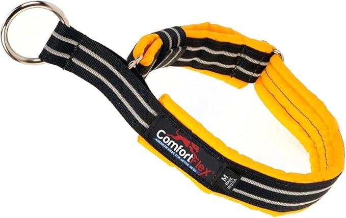 ComfortFlex Premium Padded Martingale Dog Collar – Reflective Waterproof Slip-On Limited Slip Collar for Gentle Control & Escape Prevention - Small, Saffron Yellow