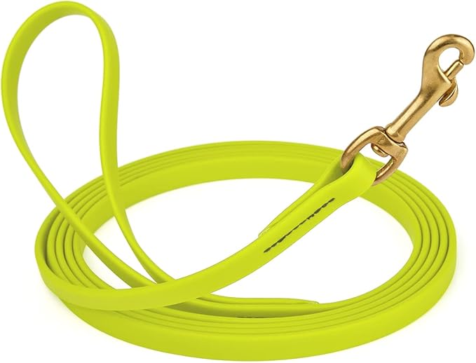 Viper K9 Biothane Working Dog Leash Waterproof Lead for Tracking Training Schutzhund Dog Sport & Search - Odor-Proof Long Line with Solid Brass Snap for Puppy Medium and Large 1/2" x 33ft SafetyYellow