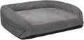 K9 Ballistics Tough Bolster Nesting Pillow Small Sofa Dog Bed with Removable Washable Cover - Durable, Water Resistant with Nonskid Bottom 24"x18", Two-Tone Gray Velvet