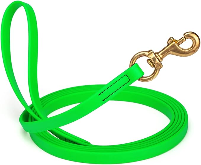 Viper K9 Biothane Working Dog Leash Waterproof Lead for Tracking Training Schutzhund Dog Sport & Search - Odor-Proof Long Line with Solid Brass Snap for Puppy Medium Large 5/8" x 10ft Tropical Green