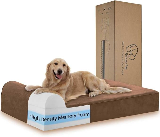 Orthopedic Dog Beds for Large Dogs, 7" Memory Foam Dog Beds with Waterproof Liner, Durable Microsuede Cover, Removable and Washable, Nonskid Bottom, 52"x36"x7" XL Chocolate