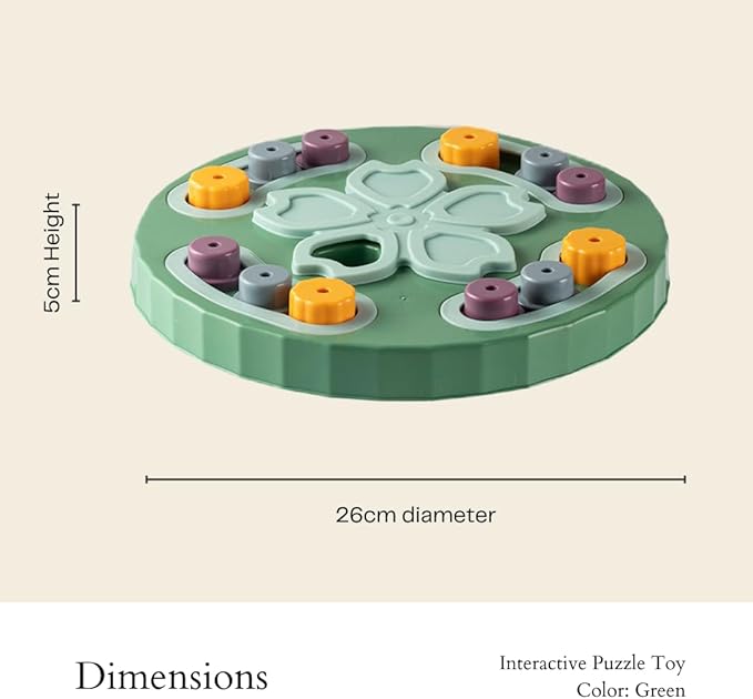 Dog Interactive Puzzle Slow Feeder Toy – Fun & Engaging Food Dispenser for Mental Stimulation, Slow Eating, and Boredom Relief – Durable, Non-Slip, for Small & Large Dogs (Green)