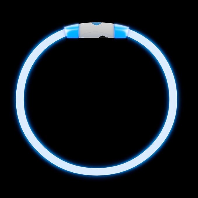 Rechargeable Reflective Pet Gear LED Dog Collar Light Up, Flashing Glowing Illuminated Collar for Night Walking, Neon Pet Collar with Light for Small/Medium/Large Dogs (Blue, 1-Pack)
