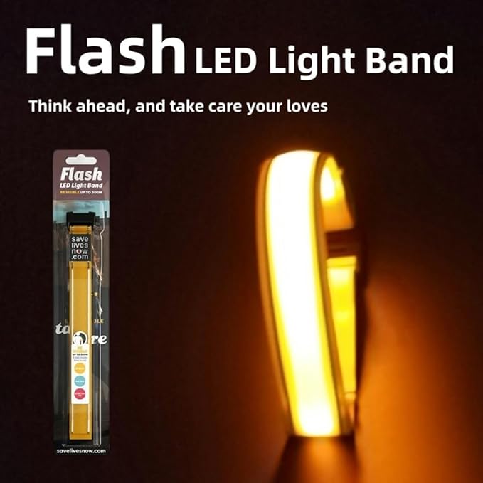 COMMIX CN,2-Pack Flash LED Pet Safety Collar Light Band - Yellow,Single Adjustable Light Up Collar for Dogs,Two Connectable for Large Pets,Easy Snap Buckle Design,SAVELIVESNOW