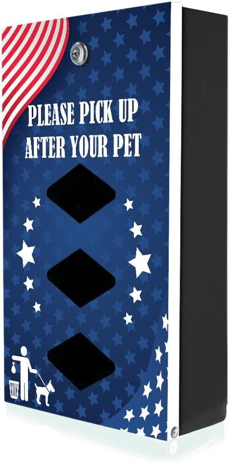 DISPENSE-ART™ collection "Team USA" - Custom UV printed design on rust-proof aluminum 7' dog waste station with 400 dog waste roll bags