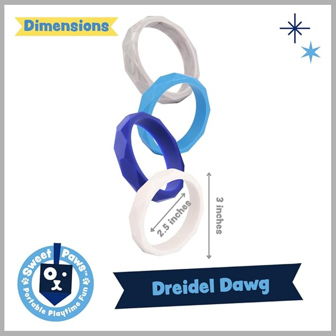 Puppy Teething Rings - 4 Pack, Bracelet Food Grade Silicone Chew Toys for Small Dogs-Medium Dog, Puppy Nipping Solution Toys, Chew Toys for Puppies 0-6 Months - Dreidel Dawg