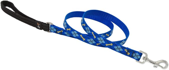 Lupinepet Originals 3/4" Dapper Dog 6-Foot Padded Handle Leash for Medium and Larger Dogs