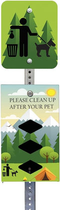 DISPENSE-ART™ collection "Camp" - Custom UV printed design on rust-proof aluminum 7' dog waste station with 400 dog waste roll bags