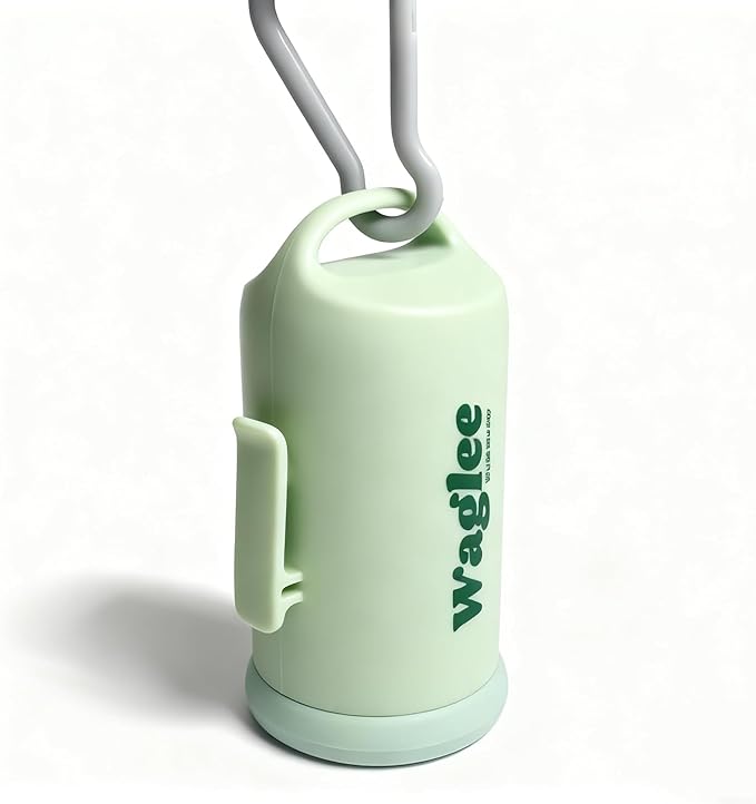 Dog Poop Bag Dispenser with Leash Clip, Includes 15 Thick Leak-Proof, Fresh Scent Waste Bags for Walking, Hiking, and Travel (Mint Green)