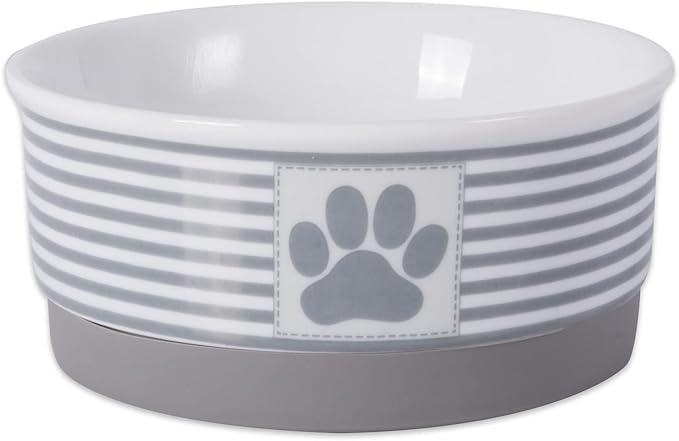Bone Dry Paw & Patch Ceramic Pet Collection, Small Bowl, 4.25x2", Gray