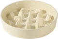 Ceramic 3.2 Cup Dog Bowl Slow Feeder, 9.5 inch Slow Pet Food Dish for Large Dog, Stop Bloat, Preventing Choking(Single Bowl, Beige)