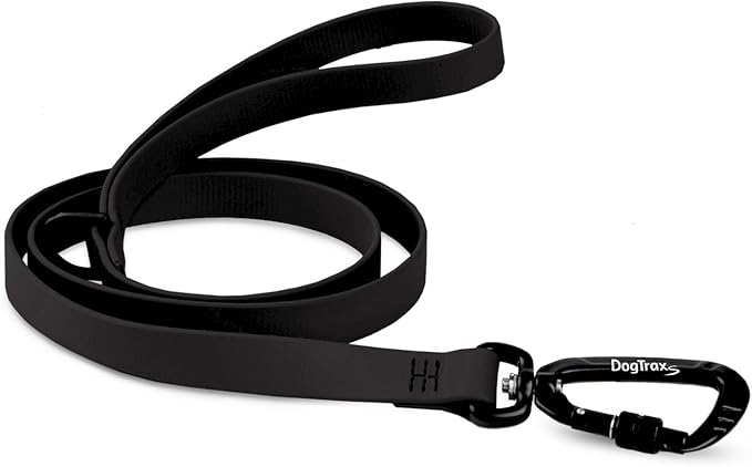 DogTraxs - Essential Dog Leash - for Small-Large Dogs - Waterproof & Odor Resistant - Self Locking Swivel Carabiner Durable - Made in USA - 5 Feet – Black