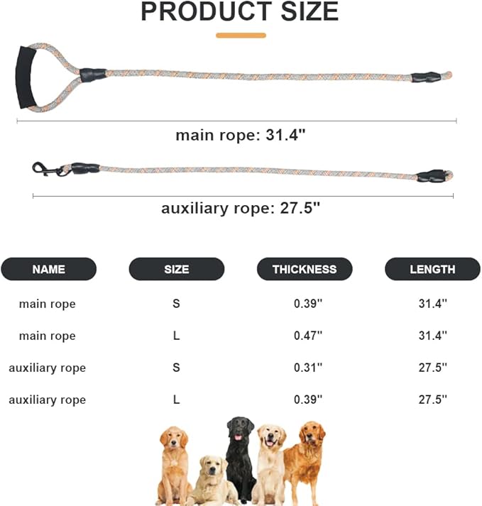Dual Dog Leash 360° Tangle-Free - Reflective Heavy Duty, Comfortable Handle for Small/Medium/Large Dogs, Support Multiple Rope Addition (Orange 1, Four Leashes)
