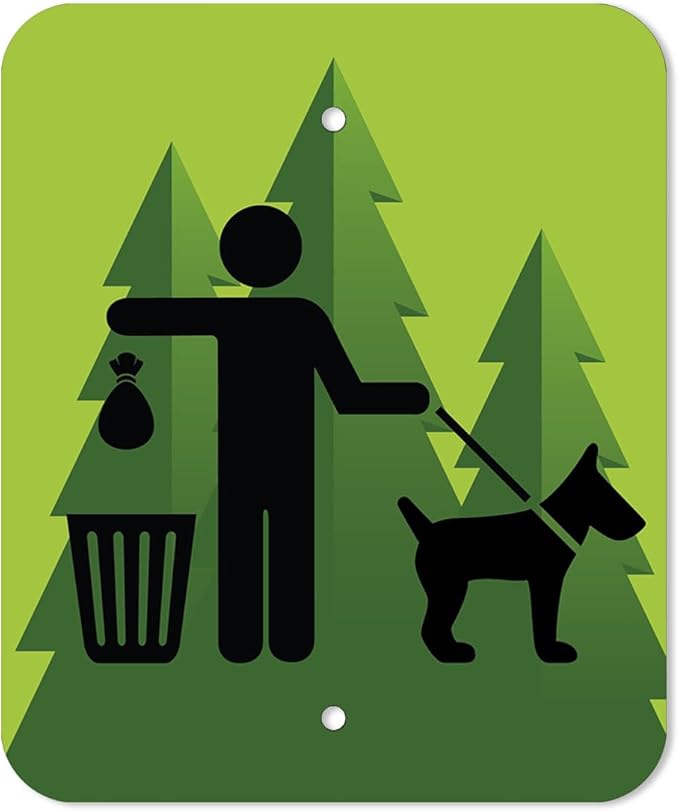 DISPENSE-ART™ collection "Camp" - Custom UV printed design on rust-proof aluminum 7' dog waste station with 400 dog waste roll bags