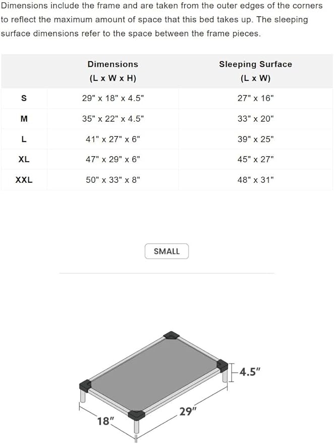 K9 Ballistics Chew Proof Elevated Cooling Outdoor Cot Bed for Small Dogs & Puppies - Virtually Indestructible, Preassembled, Withstands Aggressive Chewers - S, Black Mesh