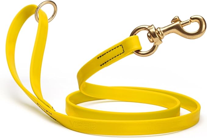 Viper Biothane K9 Working Dog Leash Waterproof Lead for Tracking Training Schutzhund Odor-Proof Long Line with Solid Brass Snap for Puppy Medium and Large Dogs 6ft, Lemon Yellow