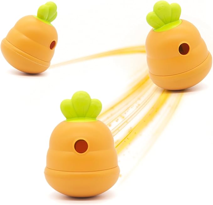 Interactive Treat Dispensing Dog Toy,Natural Rubber Chew Toy for Dog,Carrot Shaped Roly-Poly Toy Design,Fillable Food Puzzle Ball for Small and Medium-Sized Dogs