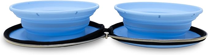 Kate Spade New York Portable Dog Bowls, Two 16oz Collapsible Bowls with Case, Raining Cats and Dogs