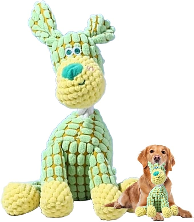 2026 Upgraded Indestructible Dog Toys for Aggressive Chewers Small Medium Large Breed, Crinkle Squeaky Plush Dog Puppy Chew Toys for Teething (Green)