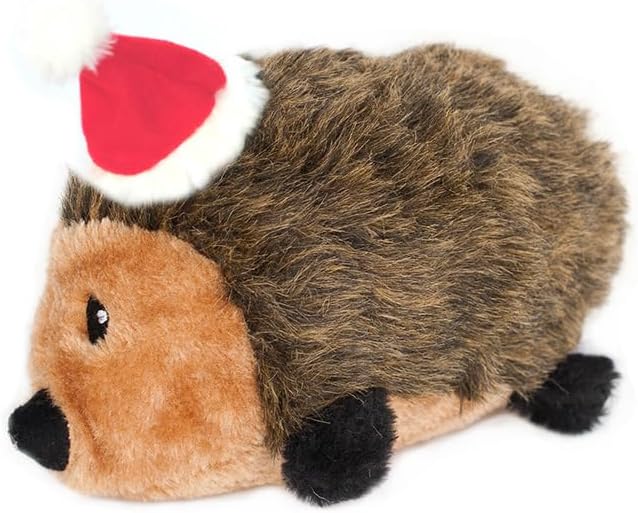 ZippyPaws Holiday Hedgehog - Dog Squeaky Toys to Keep Them Busy, Cute Plush for Medium & Large Dogs, Stuffed Puppy Toy, Pet Products, Gift for All Breeds, Interactive Squeaker - Large