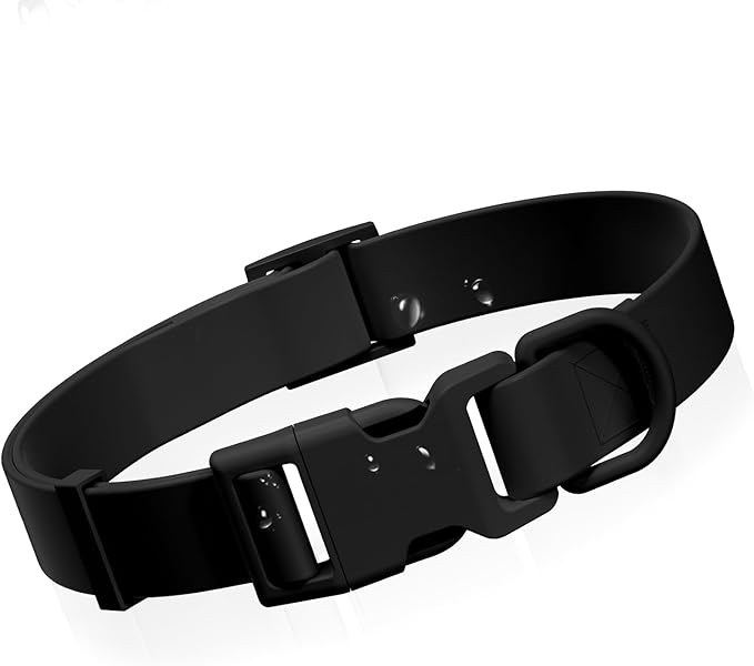 Waterproof Dog Collar, Rubber Adjustable Collars with Quick Release Buckle, Odor-Resistant, Easy to Clean Pet Collars for Small Medium or Large Dogs (Black, S 9.5-14.1 inch)