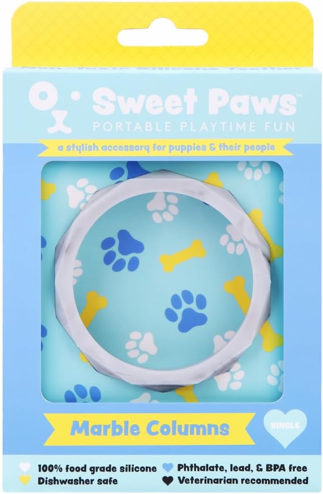 Puppy Teething Rings, Bracelet Food Grade Silicone Chew Toys for Small Dogs and Medium Dog, Puppy Nipping Solution Toys, Chew Toys for Puppies 0-6 Months - Marble Columns