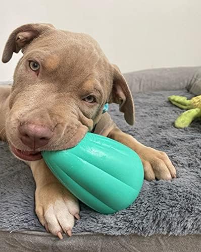 Chew King by Mammoth Premium Treat Dispensing Dog Toy, Durable Natural Rubber Chew Toy, Safety Air Vent, Interactive Enrichment Toy for Aggressive Chewers, XL Pack of 2- Teal