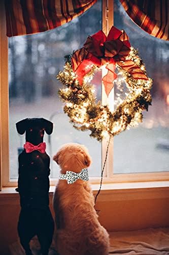 Elegant little tail Christmas Dog Collar,Puppy Collar, Male or Female Dog Collar with Bow Adjustable Soft Bow tie Dog Collars for Small Dogs