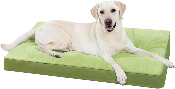 Dog Crate Bed Waterproof Deluxe Plush Dog Beds with Removable Washable Cover Anti-Slip Bottom Pet Sleeping Mattress for Large, Medium, Jumbo, Small Dogs, 29 x 18 inch, Green