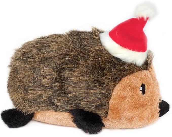 ZippyPaws Holiday Hedgehog - Dog Squeaky Toys to Keep Them Busy, Cute Plush for Medium & Large Dogs, Stuffed Puppy Toy, Pet Products, Gift for All Breeds, Interactive Squeaker - Large