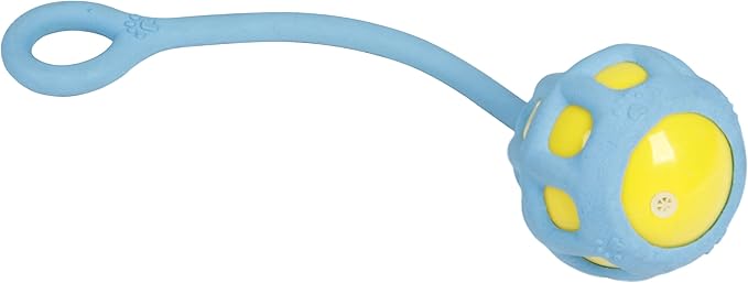 Pet Life ® 'Tug-O-Warp' Fling and Tugging Squeaker Ball Durable TPR Fetch and Chew Dog Toy