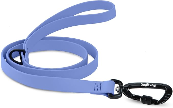 DogTraxs - Essential Dog Leash - Biothane Training Lead - for Small-Large Dogs -Waterproof & Odor Resistant -Self Locking Swivel Carabiner Durable -Made in USA -3 Feet -Periwinkle Blue