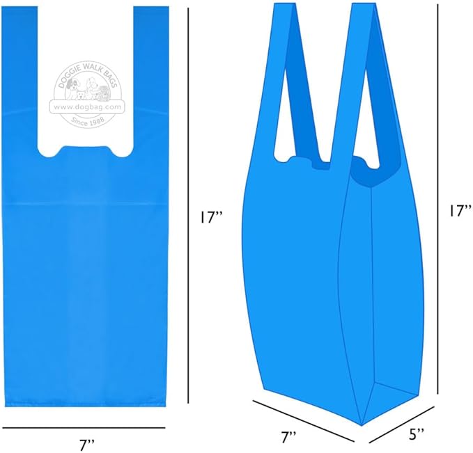 700 Tie-Handle Bags (10 packets of 70), Extra Large Strong Doggy Waste Bags, Easy Dispensing and Leak Proof Poo Bags for Dog Waste Station (Blue, 700)