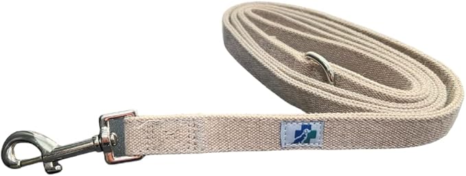 VetGen Wellness 5' All Natural Hemp Fabric Leash for Dogs - Sustainable, Biodegradable, and Earth-Friendly - Stainless Steel Swivel Eye Bolt Snap & D-Ring for Training or Everyday Use